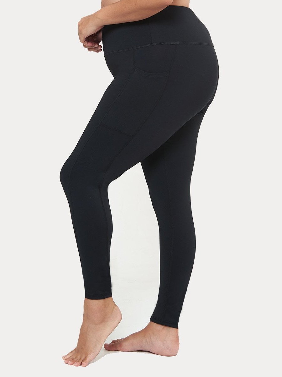 Zyia Active Womens Light N Tight Leggings size 12 Black high rise Pockets 